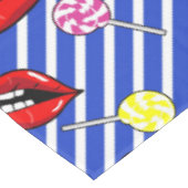 赤い唇の青いストライプ テーブルクロス (アングル)