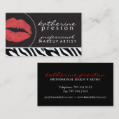 赤い唇を搭載するメーキャップアーティストの名刺 名刺 (正面/裏面)