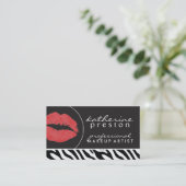 赤い唇を搭載するメーキャップアーティストの名刺 名刺 (スタンド正面)