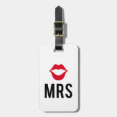 赤い唇を搭載する夫人文字は、カップルのTシャツのために、襲います ラゲッジタグ (正面縦)