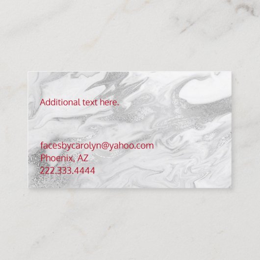 赤い唇オン白大理石フェイク化粧 名刺 (裏面)
