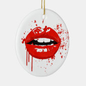 赤い唇キス美しいファッションメイク セラミックオーナメント (右)