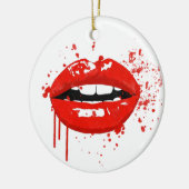 赤い唇キス美しいファッションメイク セラミックオーナメント (左)