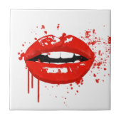 赤い唇キス美しいファッションメイク タイル (正面)
