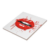 赤い唇キス美しいファッションメイク タイル (側面)