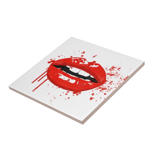 赤い唇キス美しいファッションメイク タイル (側面)