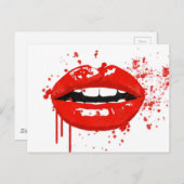 赤い唇キス美しいファッションメイク ポストカード (正面/裏面)