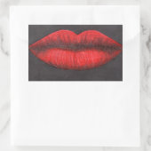 赤い唇グラフィック 長方形シール (バッグ)