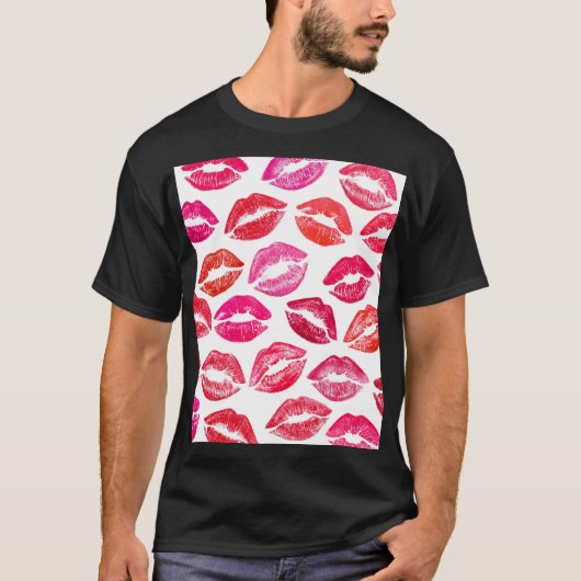 赤い唇セット、白い背景。 Tシャツ (正面)