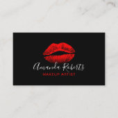 赤い唇メイクアップアーティストプレーンブラック 名刺 (正面)
