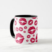 赤い唇モダンキスパターントレンディー白 マグカップ (正面左)