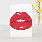 赤い唇 カード (黄色い花)