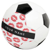 赤い唇,キス,口紅,あなたの名前,パーソナライズ サッカーボール (3/4)