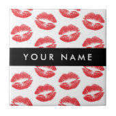 赤い唇,キス,口紅,あなたの名前,パーソナライズ タイル (正面)