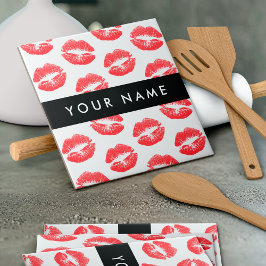 赤い唇，キス，口紅，あなたの名前，パーソナライズ タイル