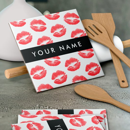 赤い唇,キス,口紅,あなたの名前,パーソナライズ タイル