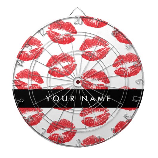 赤い唇，キス，口紅，あなたの名前，パーソナライズ ダーツボード (正面)
