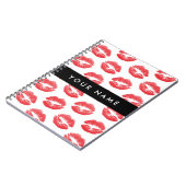 赤い唇，キス，口紅，あなたの名前，パーソナライズ ノートブック (左側)