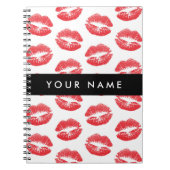 赤い唇，キス，口紅，あなたの名前，パーソナライズ ノートブック (正面)