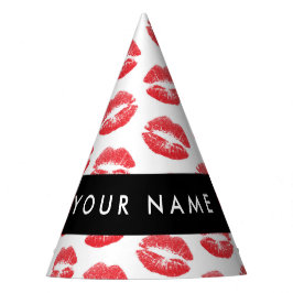 赤い唇，キス，口紅，あなたの名前，パーソナライズ パーティーハット