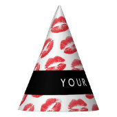 赤い唇，キス，口紅，あなたの名前，パーソナライズ パーティーハット (左)