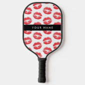 赤い唇，キス，口紅，あなたの名前，パーソナライズ ピックルボールラケット (裏面)