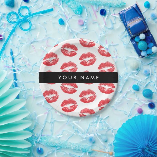 赤い唇,キス,口紅,あなたの名前,パーソナライズ ペーパープレート (パーティー)