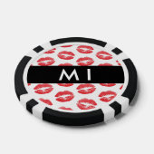 赤い唇，キス，口紅，あなたの名前，パーソナライズ ポーカーチップ (シングル)