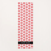 赤い唇，キス，口紅，あなたの名前，パーソナライズ ヨガマット (正面)