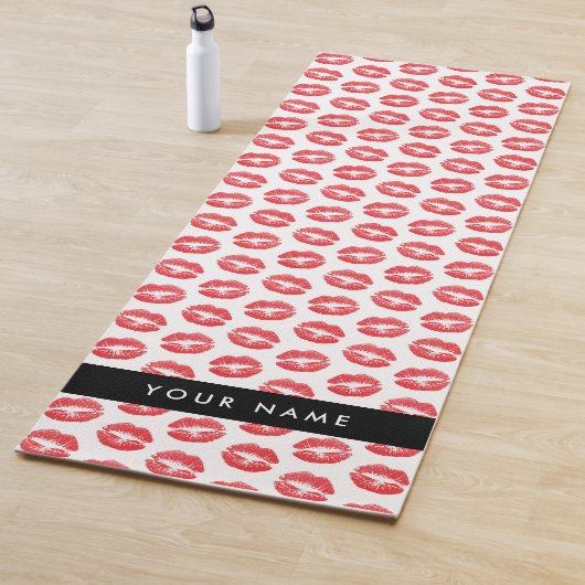 赤い唇，キス，口紅，あなたの名前，パーソナライズ ヨガマット (インサイチュ)