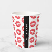赤い唇，キス，口紅，あなたの名前，パーソナライズ 紙コップ (正面)