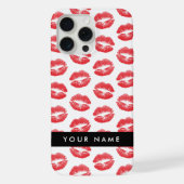 赤い唇，キス，口紅，あなたの名前，パーソナライズ iPhoneケース (裏面)