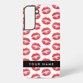 赤い唇，キス，口紅，あなたの名前，パーソナライズ SAMSUNG GALAXY S22+ケース