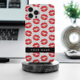 赤い唇、キス、口紅、お名前入りパーソナルギフト iPhone 15 PRO MAXケース