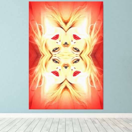 赤い唇 キャンバスプリント (インサイチュ (ウッドフロア))