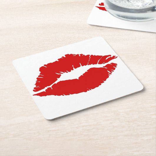 『赤い唇』 スクエアペーパーコースター (アングル)