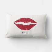 赤い唇、バレンタインのカップルの贈り物 ランバークッション (正面)