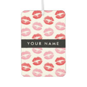 赤い唇，ピンクの唇，キス，あなたの名前，パーソナライズ カーエアーフレッシュナー (正面)