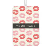 赤い唇，ピンクの唇，キス，あなたの名前，パーソナライズ カーエアーフレッシュナー (裏面)