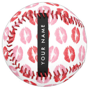 赤い唇，ピンクの唇，キス，あなたの名前，パーソナライズ ソフトボール