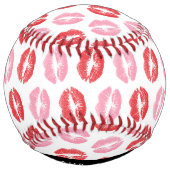 赤い唇，ピンクの唇，キス，あなたの名前，パーソナライズ ソフトボール (裏面)