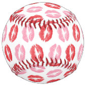 赤い唇，ピンクの唇，キス，あなたの名前，パーソナライズ ソフトボール (正面)