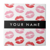 赤い唇,ピンクの唇,キス,あなたの名前,パーソナライズ タイル (正面)