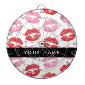 赤い唇,ピンクの唇,キス,あなたの名前,パーソナライズ ダーツボード (正面)
