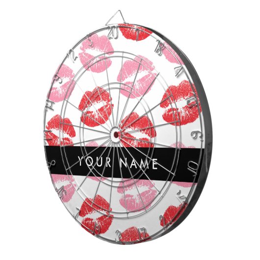 赤い唇,ピンクの唇,キス,あなたの名前,パーソナライズ ダーツボード (正面右)
