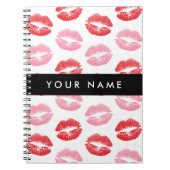 赤い唇,ピンクの唇,キス,あなたの名前,パーソナライズ ノートブック (正面)