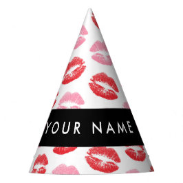 赤い唇，ピンクの唇，キス，あなたの名前，パーソナライズ パーティーハット