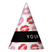 赤い唇,ピンクの唇,キス,あなたの名前,パーソナライズ パーティーハット (左)