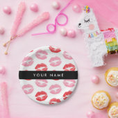 赤い唇,ピンクの唇,キス,あなたの名前,パーソナライズ ペーパープレート (パーティー)