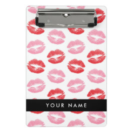 赤い唇，ピンクの唇，キス，あなたの名前，パーソナライズ ミニクリップボード